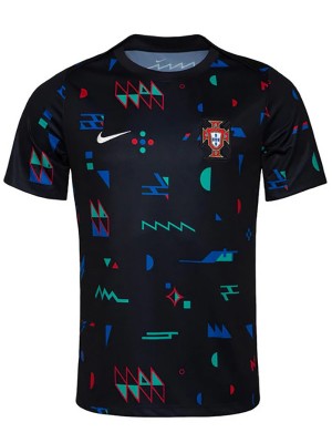 Portugal pre-match jersey training soccer uniform men's black sportswear football kit top shirt 2024-2025